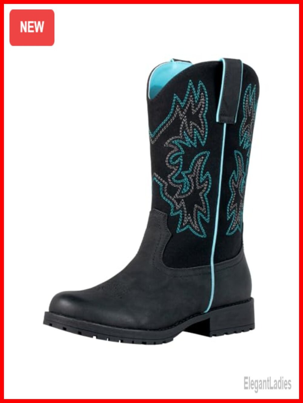 SheSole Women's Western Cowboy Work Boots Faux Leather Round Toe Mid-Calf